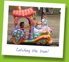 My daughter on a train ride